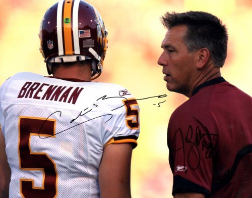 Colt Brennan and Jim Zorn Autographed Washington Redskins Photo - 11x14 - Autographed NFL Photos