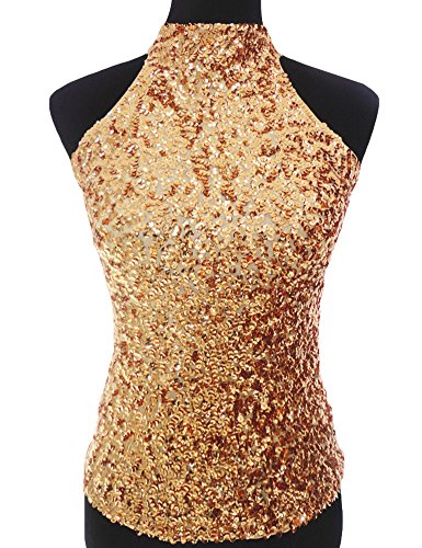 KAYAMIYA Women's Glitter Sequined Halter Vest Tank Tops