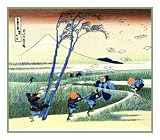 Counted Cross Stitch Chart Wind Buffets Travelers in View of Mt Fuji by Japanese artist Katsushika Hokusai