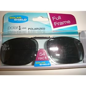 Click here to buy Solar Shield 54 Rec 1 Full Frame Gray Polarized Clip on Sunglasses by Solar Shield.
