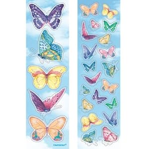 Dancing Butterflies Sticker Strips (8 strips) - Great Fillers for Party Bags!