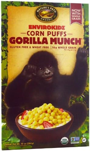 Nature's Path, EnviroKidz, Organic Corn Puffs Gorilla Munch Cereal, 10 oz (284 g) (2 Unit Pack)