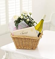 White Wine, Chocolate & Rose Basket
