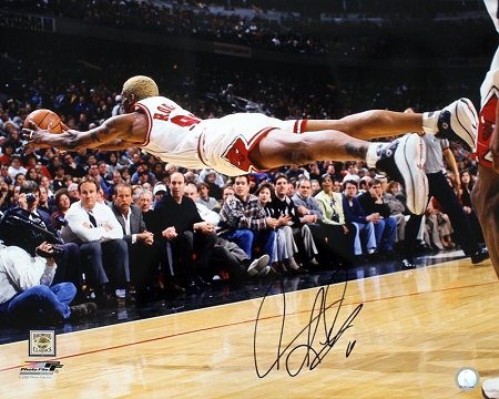 Dennis Rodman Autographed Chicago Bulls 16x20 Photo TRISTAR