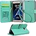 Galaxy s7 edge Case, Arae [Wrist Strap] Flip Folio [Kickstand Feature] PU leather wallet case with ID&Credit Card Pockets For Samsung Galaxy S7 edge (Green)