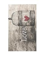 Huella deco Alfombra Bañada en Vinilo (Gris/Rojo)