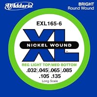 D'Addario EXL165-6 6-String Bass Guitar Strings, Custom Light