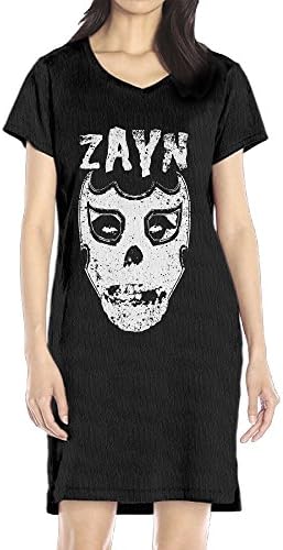 GHHK Casual Women's Sami Wrestling Zayn Skull V-Neck Tshirt Dresses Black L