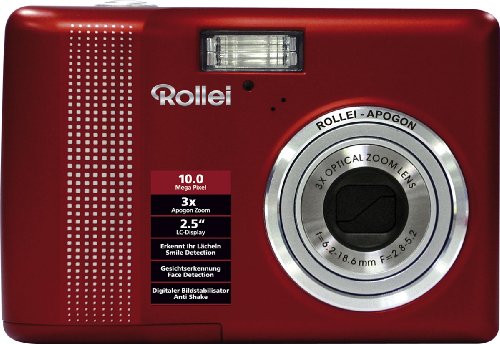 Rollei Compactline 130 Digitalkamera (10 Megapixel, 3-fach opt. Zoom, 6,4 cm (2,5 Zoll) Display) rot