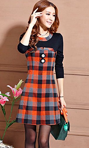 ニットワンピース ワンピース ニット チェック 格子 タータンチェック ミニ チュニック アウター ワイルド エレガンス キュート カジュアル パーティ ２次会 レディース 秋物 冬物 可愛いスカーフ付き R250
