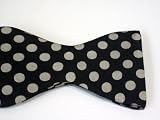 Marlon Garci 100% Silk Black with Silver Polka Dots Bow Tie