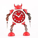 私の家族 クリエイティブ変形ロボット アラーム時計ミュート時計メッセージ クリップ ホーム装飾時計グッズ ギフト - 赤