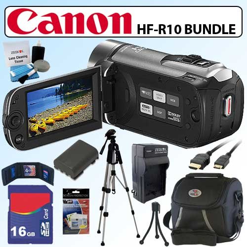 Canon VIVIA HF-R10 20x Optical Zoom 8GB Dual Flash Memory Digital Camcorder in Silver and 16GB Deluxe Accessory Bundle Canon VIVIA HF-R10 20x Optical Zoom 8GB Dual Flash Memory Digital Camcorder in Silver and 16GB Deluxe Accessory Bundle
