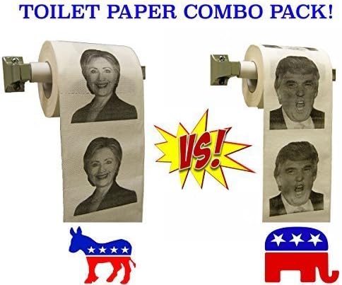 *2 ROLL COMBO* Hillary Clinton &amp; Donald Trump Toilet Paper COMBO!! Hillary VS Trump 2016 Election!! Novelty Gag Hilarious Stocking Stuffer!