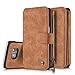 Galaxy S7 Edge Wallet Case,AKHVRS Handmade Genuine Cowhide Leather Wallet Cover Case - Classic Matte Leather Wallet Type Case with Zipper Wallet Case for Samsung Galaxy S7 Edge (Brown)