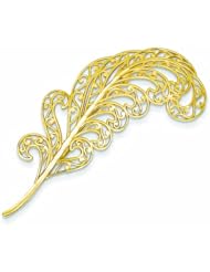 14K Gold Filigree Feather Pin