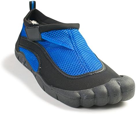 Fun Toes Mens "Toes" Style Water Shoe In 4 Bright Colors And Velcro Strap Blue 11