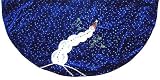 56 Sequin Swaying Snowman Deep Blue Velvet Christmas Tree Skirt