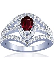 Platinum Pear Cut Ruby Ring With Sidestones (GIA Certificate)