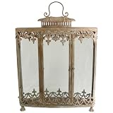 Antique Metal Regal Three Window Rectangular Lantern
