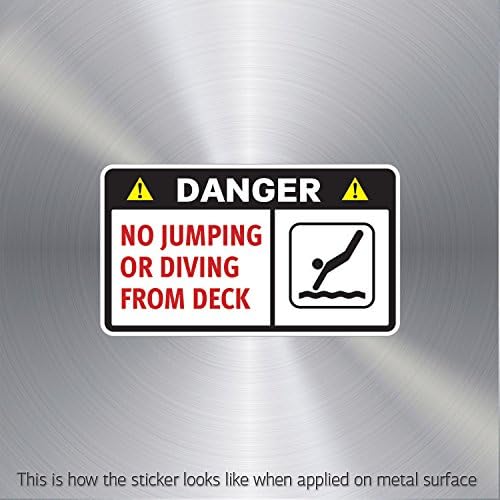 Stickers Decal Danger No Jumping Or Diving From Deck waterproof Games Speci (6 X 3.44 In)