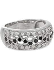 10k White Gold Black Diamond with White Diamond-Accent Ring (3/4 cttw, H-I Color, I2-I3 Clarity)