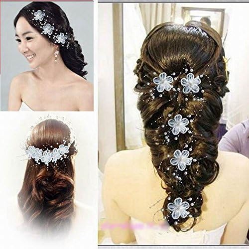U&amp;M Elegant Women Jewelry Bridal Fascinator Flower Pearl Headpiece Bridal Wedding Hair Accessory Hair Clip (5 pieces)