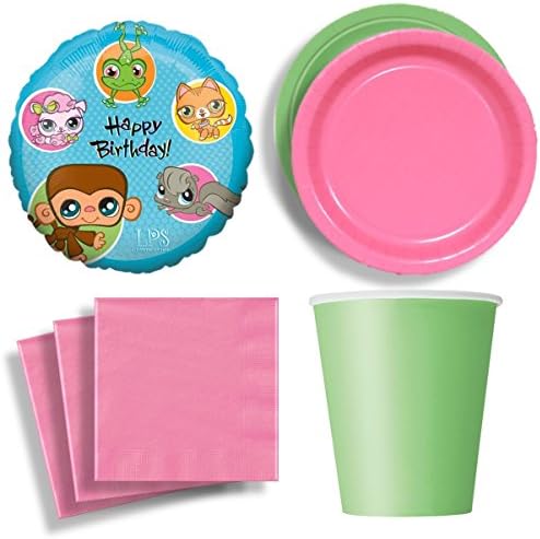Littlest Pet Shop Birthday Party Supplies Set Plates Napkins Cups Kit for 16 Plus Balloon
