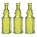 Luna Bazaar Small Vintage Glass Bottle Set (6.5-Inch, Chartreuse Green, Ella Square Design, Set of 3) - Flower Bud Vase for Home Décor and Wedding Centerpieces