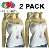Fruit of the Loom Ladies Polar White Stretchy Vest Camisoles Tshirts 2 Pack in Sizes 8-10 & 16-18'