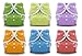Thirsties Duo Wrap Snaps Size 1 Gender Neutral Colors 6 Pack with Reusable Dainty Baby Bag Bundle
