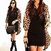 Imixcity Women Tops Leopard Batwing Chiffon Sheer Blouse