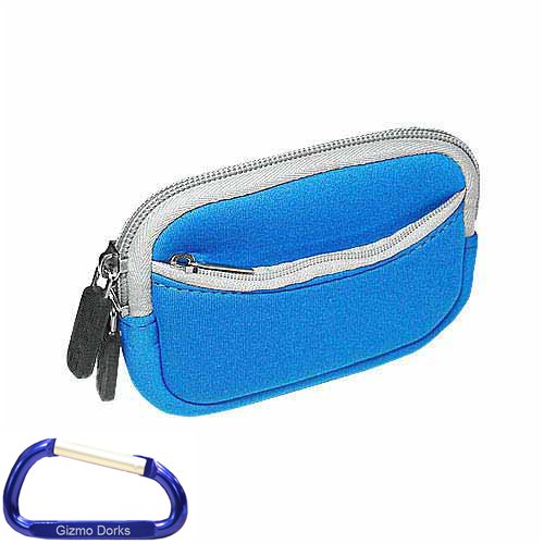 Premium Neoprene Dual Pocket Zipper Case (Blue) for any Garmin GPS Units with 4.3 Inch Screens