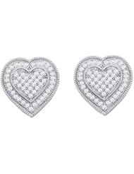 Real Diamond Earrings 0.33CTW DIAMOND HEART EARRING White-gold 10K
