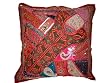 Vintage Sari Patchwork Red Moti Beaded Decorative Floor Pillow Case 24"