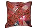 Vintage Sari Patchwork Red Moti Beaded Decorative Floor Pillow Case 24"