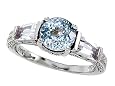 2.60 cttw 925 Sterling Silver 14K White Gold Plated Lab Created Aquamarine Engagement Ring - Gold Plated Silver