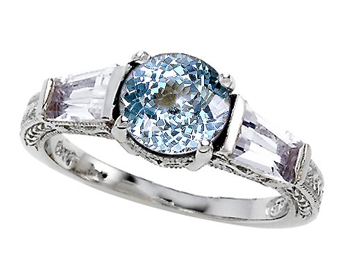 2.60 cttw 925 Sterling Silver Lab Created Aquamarine Engagement Ring