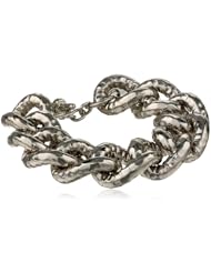 1AR by UnoAerre Fine Silver Electroplated Large Flat Twisted Link Bracelet, 7.5"