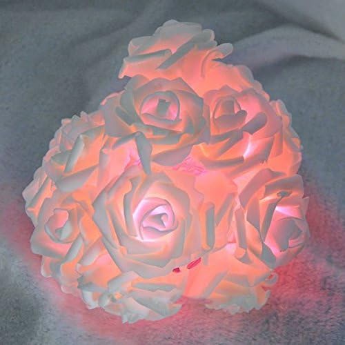 Battery Operated 20LED Pink Rose Flower Fairy Light Garden Wedding Bedroom Decor