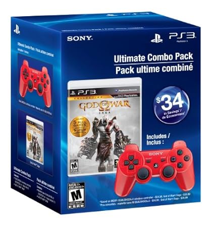 PS3 DualShock 3 Red and God of War Saga Collection