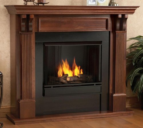 Ashley Ventless Fireplace in Mahogany Finish 