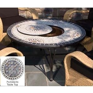 Portobello 30 Inch Round Lounge Table With Fire Pit And Beverage Center by Alfresco Home