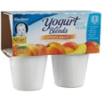 Gerber Yogurt Blends, Simply Peach, 4-Count, 3.5-Ounce Cups (Pack of 6)