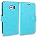 S6 Case, LK Galaxy S6 Wallet Case, Luxury PU Leather Case Flip Cover with Card Slots & Stand For Samsung Galaxy S6, SKY BLUE