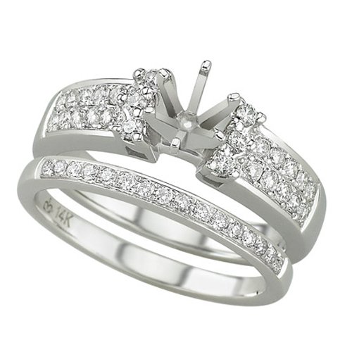 14K White Gold 1 2 ct. Diamond Bridal Semi Mount Engagement Set