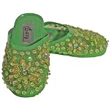 Easy USA Little Girls Shoes Green Sequined Mesh Slippers 11-3