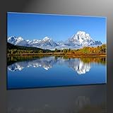 Keilrahmenbild Bergsee ( Landschaftsbild ) - fertig gerahmt auf Keilrahmen, Qualitätsware 100% Made in Germany! Unser Service für Sie - 1 Jahres Garantie auf unsere Bilder. Das ideale Geburtstagsgeschenk.