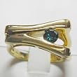 14K Yellow Gold Blue Diamond Ring