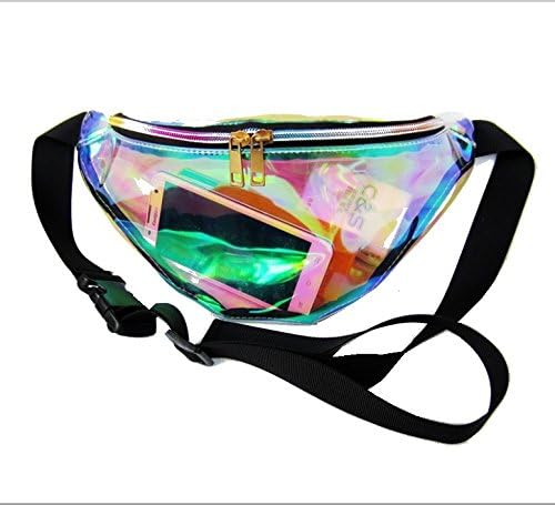 Easybuyus Fanny Pack Punk Lady Girl Retro Rainbow TransparentBum Women Purse Waist Bag